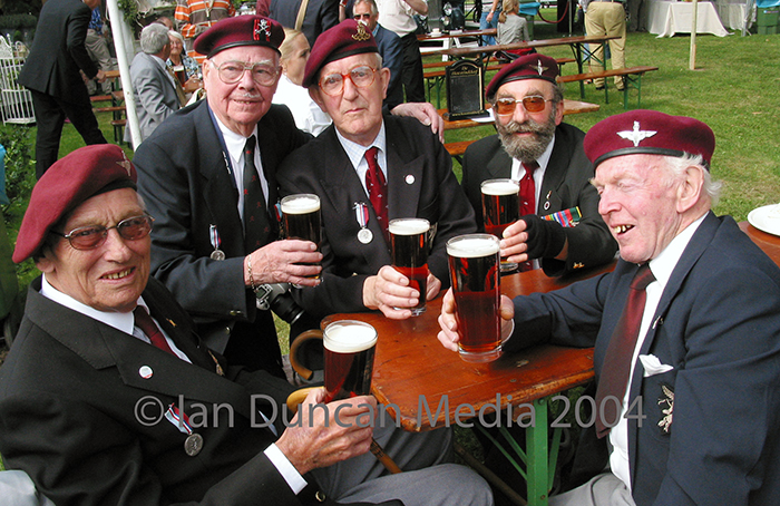 A TOAST... Arthur Sobey, left, of Barton-upon-Humber, with fellow veterans who toasted fallen comrades during the 60th anniversary commemorations of Operation Market Garden...