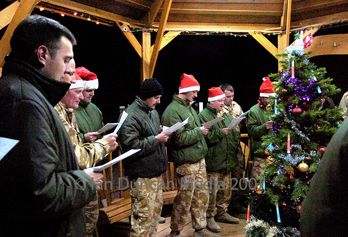 CHRISTMAS... Troops gather for a carol service at a British base in Helmand province in Afghanistan...