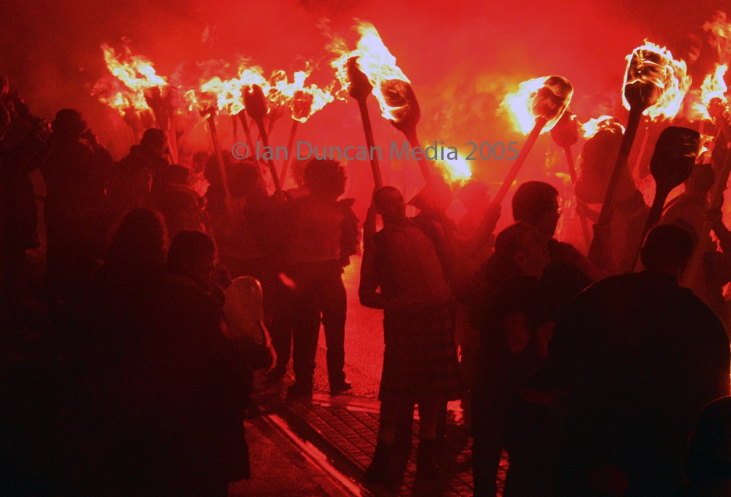 TORCHES... Participants at the start of the event in Lerwick in Shetland...
