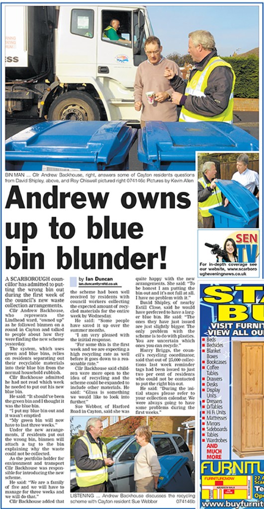 The article as it appeared in the Scarborough Evening News in 2007...