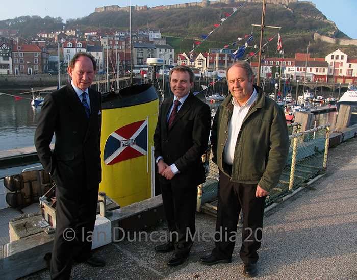VISIT... From left, Edward McMillan Scott, Robert Goodwill and Tom Machin...