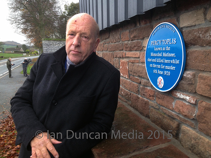 UNVEILED: Author John Fairley and the Monocled Mutineer Percy Toplis blue plaque at Plumpton...