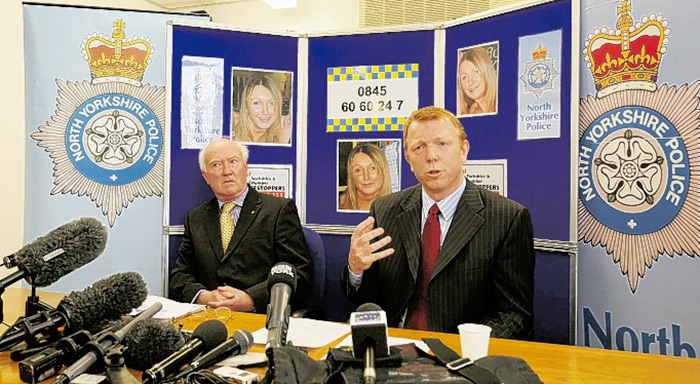 APPEAL... Detective Superintendent Ray Galloway at the press conference with Claudia’s father Peter...