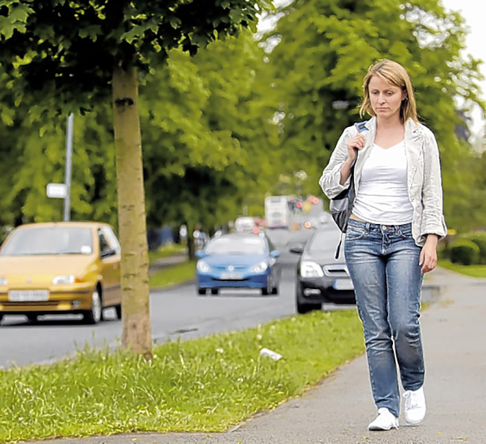 RECONSTRUCTION... Filming in University Road, York, of the Claudia look-a-like re-enacting the missing chef’s last movements...