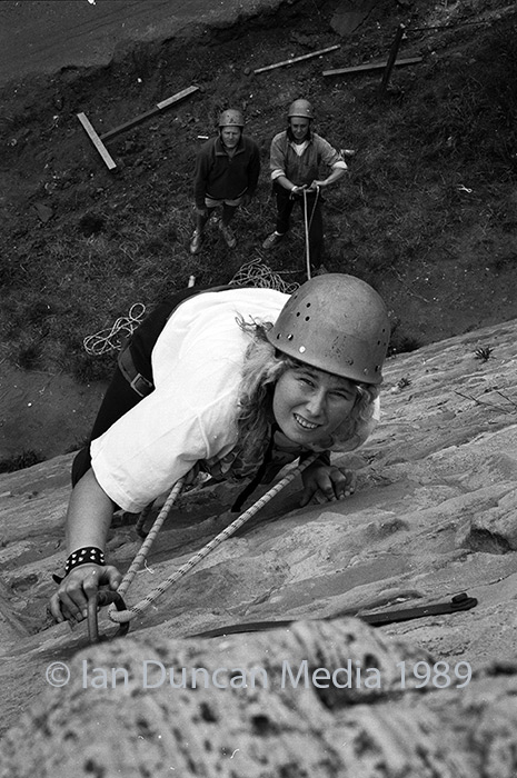 CLIMBING TO NEW HEIGHTS... OAA instructors on a climbing wall in Sunderland...