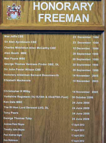 AFTER... Jimmy Savile's name was removed from the honorary freeman board in Scarborough Town Hall...