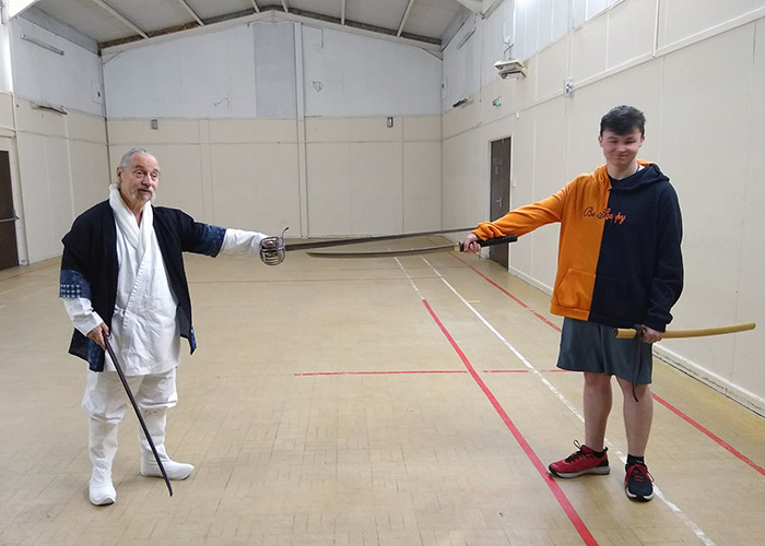 EN GUARD... Mick Skelly, left, and one of the participants of the one-day course in Dingwall which demonstrated the art of historical fencing. Picture: Ali Cameron
