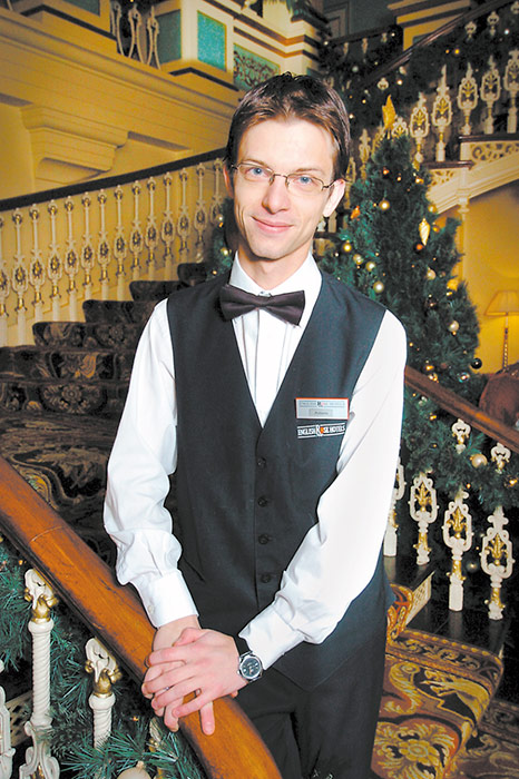 BETTER OFF HERE... Qualified teacher Adam Jalbrzykowski is
working at the Royal Hotel in Scarborough...