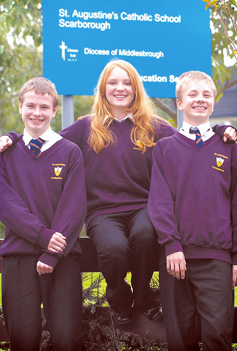 EDUCATION CHANGE... Polish twins Jakub and Bortosz Sobczak with Maria Mocourkova, from the Czech Republic...