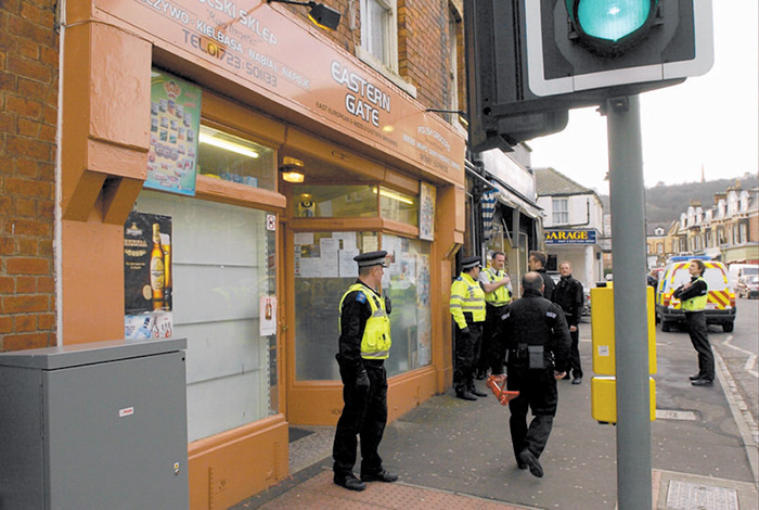 OPERATION... The swoop in action in the Ramshill Road area, including the Eastern Gate shop...