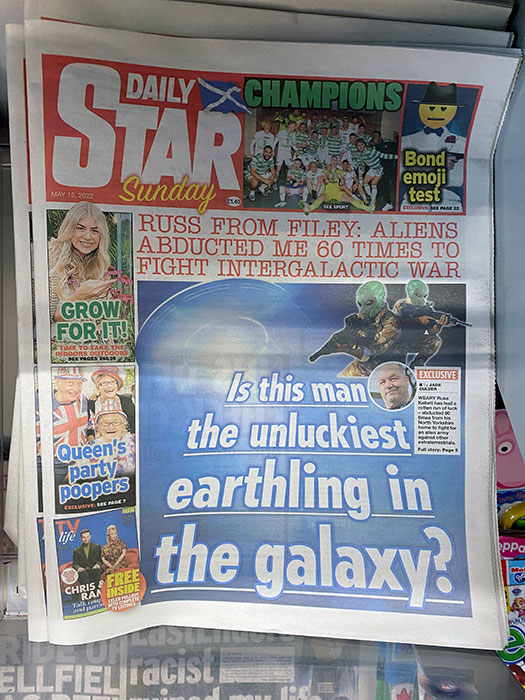 FRONT PAGE NEWS... The article featuring Russ Kellett from North Yorkshire as it appeared in last week's Daily Star Sunday newspaper...