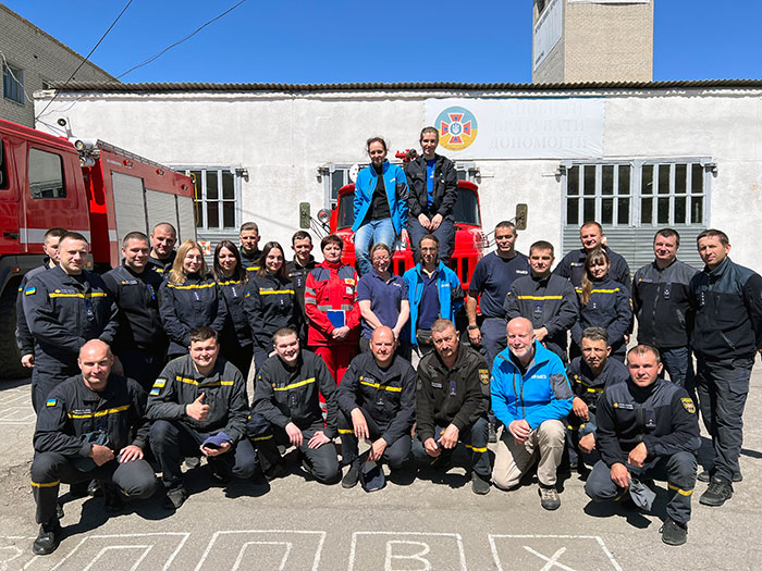 AID... Andy Kent and the team delivering trauma training to a local fire department in the Dnipro area of Ukraine...