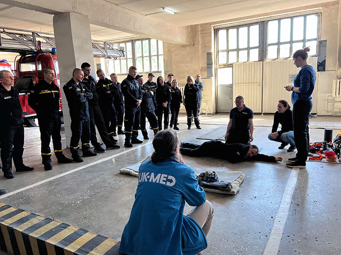 AID... Andy Kent and the team delivering trauma training to a local fire department in the Dnipro area of Ukraine...