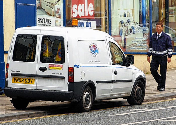 OFFICIAL BUSINESS... The council van parked on double yellow lines in Scarborough...