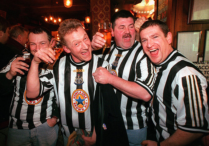 TOON ARMY... Newcastle United FC fans in a city centre bar before a midweek home match at St James' Park...