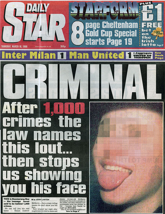 OBSCURED... The cutting from the Daily Star on Thursday, March 18, 1999...