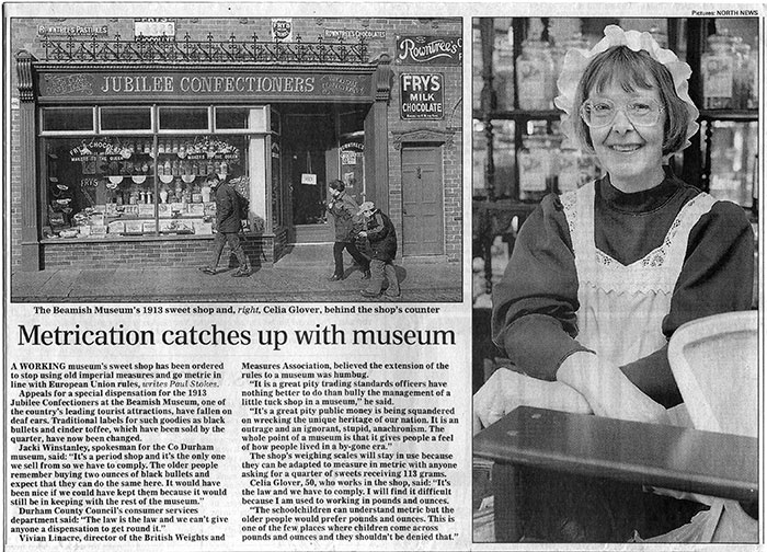 IMPERIAL... Celia Glover behind the counter of Beamish Museum's 1913 Jubilee Confectioners sweet shop...