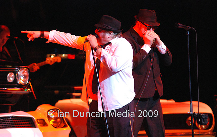 THE BLUES BROTHERS... Jake and Elwood on stage at The Futurist in Scarborough...