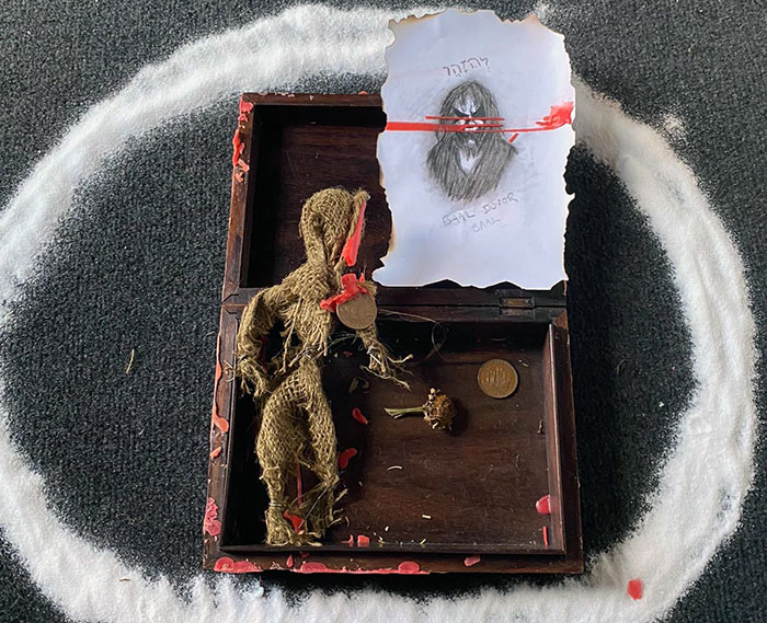 REVEALED... The contents of the Boleskine Box, inside the salt circle, which was recently opened by Rik Spencer of Grimsby...