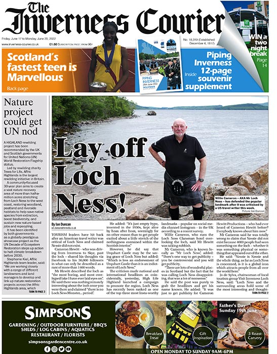 FRONT PAGE... As the story appeared today...