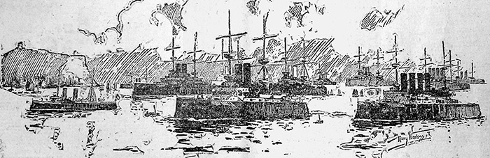 VISIT... The Channel Fleet at anchor in the South Bay...