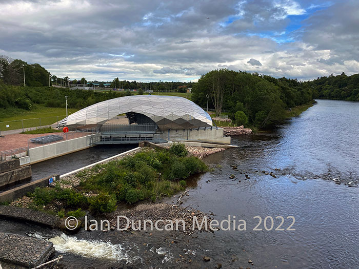 ALMOST COMPLETE... The hydroelectric generator by the River Ness which should produce enough electricity to power a nearby leisure centre and is due to be officially opened next month...