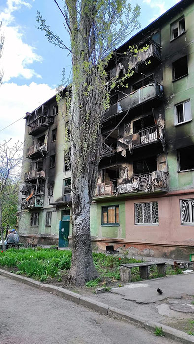 APARTMENT... Their former home which was hit by three rockets in Ukraine...