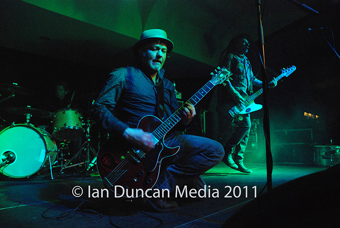 ANNIVERSARY... Mark Chadwick, the singer with The Levellers, and bassist Jeremy "Jez" Cunningham on stage at the Spa in Scarborough...