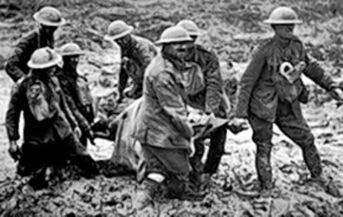 ICONIC... Famous photograph on which Charles Arthur Marriner appears, lower far left, is used as an illustration in a number of publications including ‘In Flanders Field’ by Leon Wolff...