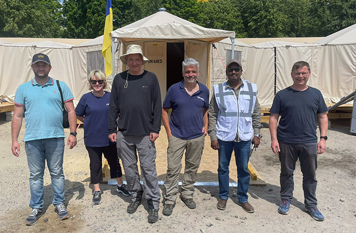 HELPING UK-MED... Prof Angus Watson, far right, who is a colorectal surgeon based in Raigmore hospital in Inverness, while he was in Ukraine...