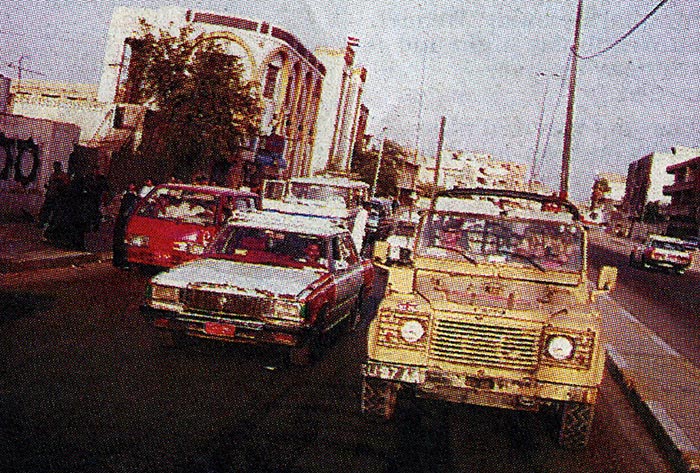 INSIDE BASRA... Sgt Elsom's unit pictured driving through the Iraqi city...
