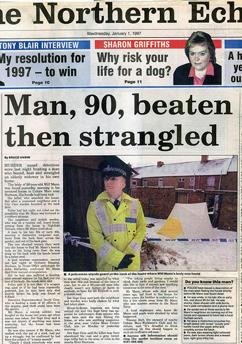 FRONT PAGE... As the picture appeared in The Northern Echo the following day...