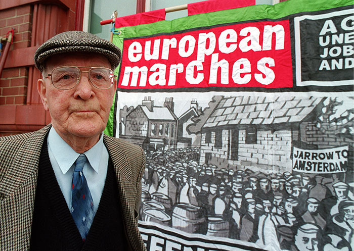JARROW MARCHER... Jimmy McCauley who watched a new crusade from the town leave for London...