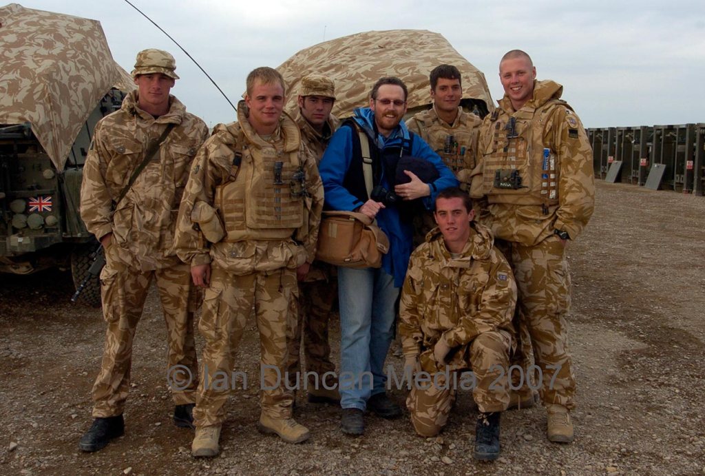 WARZONE... Ian Duncan with some of the Scarborough troops from the Combat Logistic Patrol...