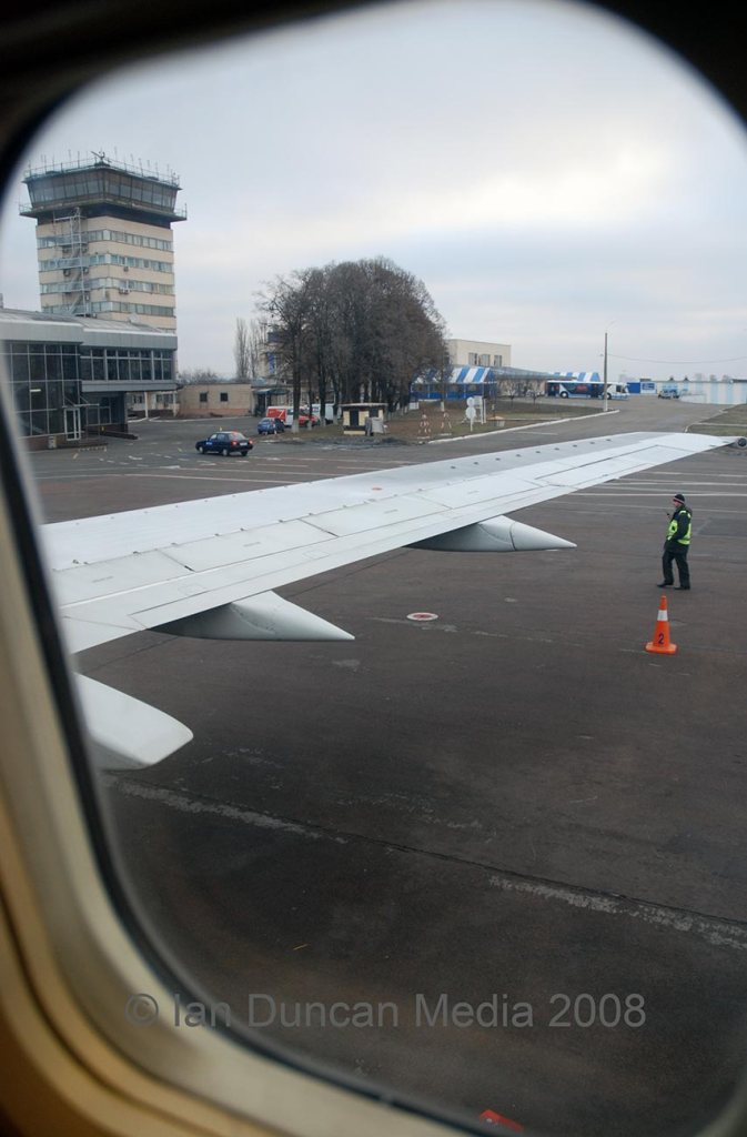 READY FOR TAKE-OFF... View of Kyiv airport...