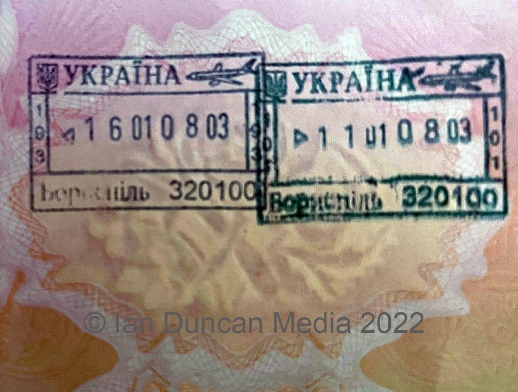 PASSPORT STAMPS... Received during my trip to Ukraine...