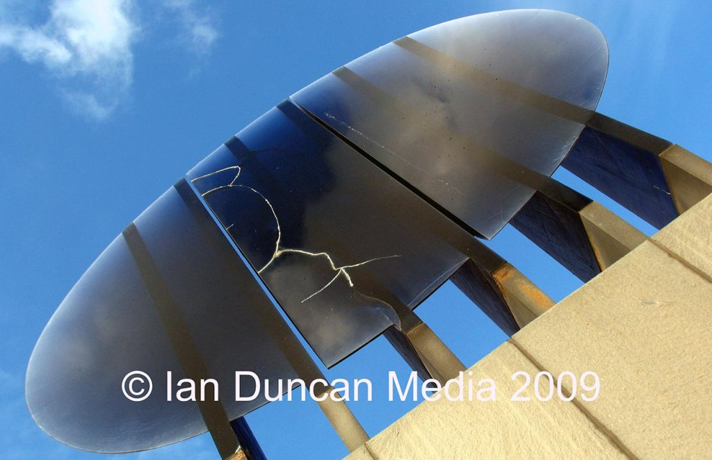 LIGHT TRANSFORMER... By Zora Palova and Stefan Pala with the crack at the entrance to the National Glass Centre in Sunderland. It consisted of 1000kg of glass and was specially commissioned for the centre's official opening in 1998...
