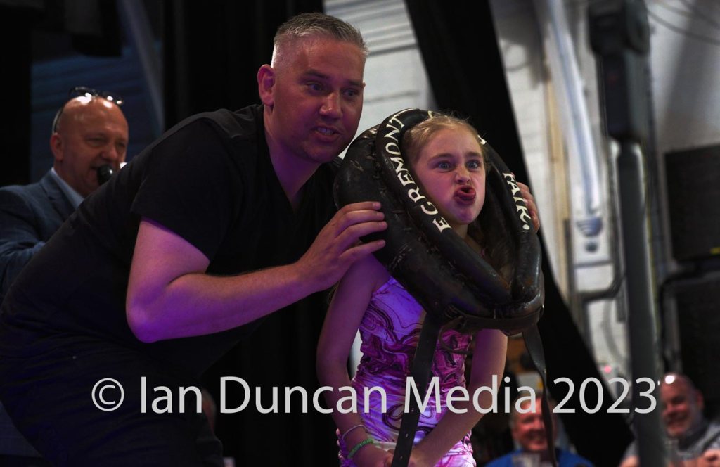 START THEM YOUNG... Youngsters taking part in the World Gurning Championships in Egremont in west Cumbria...