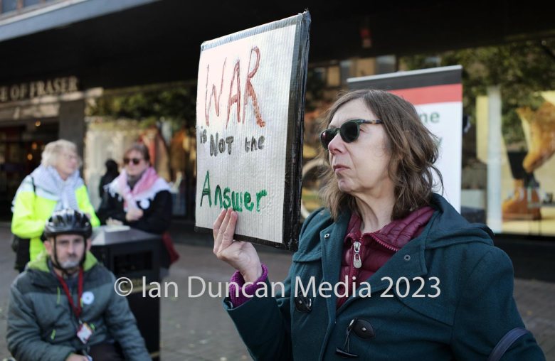 VIGIL FOR GAZA… Weekly gathering in English Street organised by Carlisle's Palestine Solidarity Group in 2023…