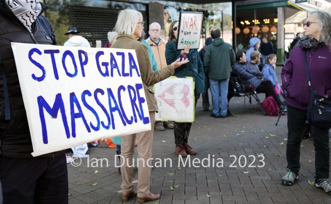 VIGIL FOR GAZA… Weekly gathering in English Street organised by Carlisle's Palestine Solidarity Group…