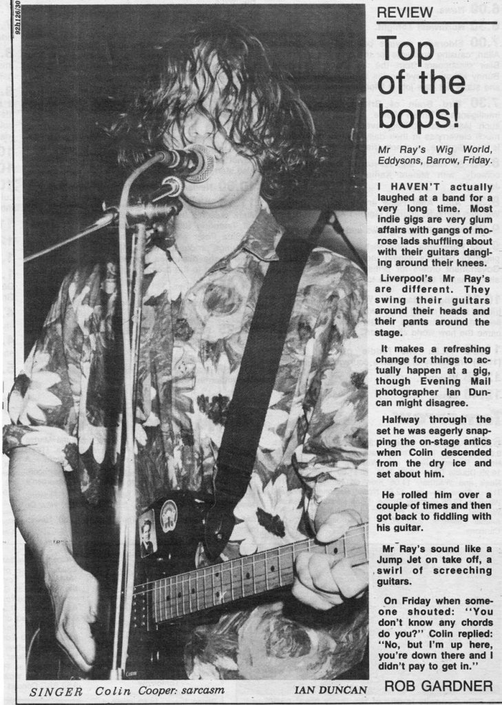 REVIEW... Rob Gardner's review and my photo which appeared in the North West Evening Mail on Monday, August 17, 1992... 