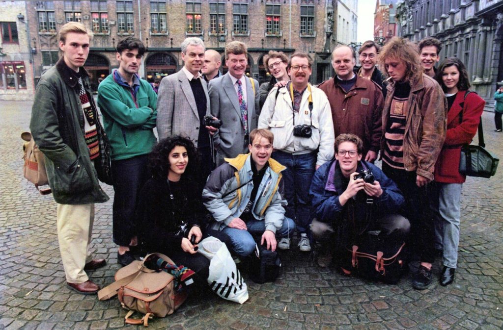 BRUGES... If you look carefully you will spot me in the centre at the back of this group shot with other members of the photojournalism course in November 1991... 