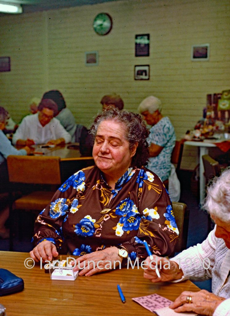 BRAILLE BINGO… A blind woman is included in the session at day centre in South Shields in November 1990…