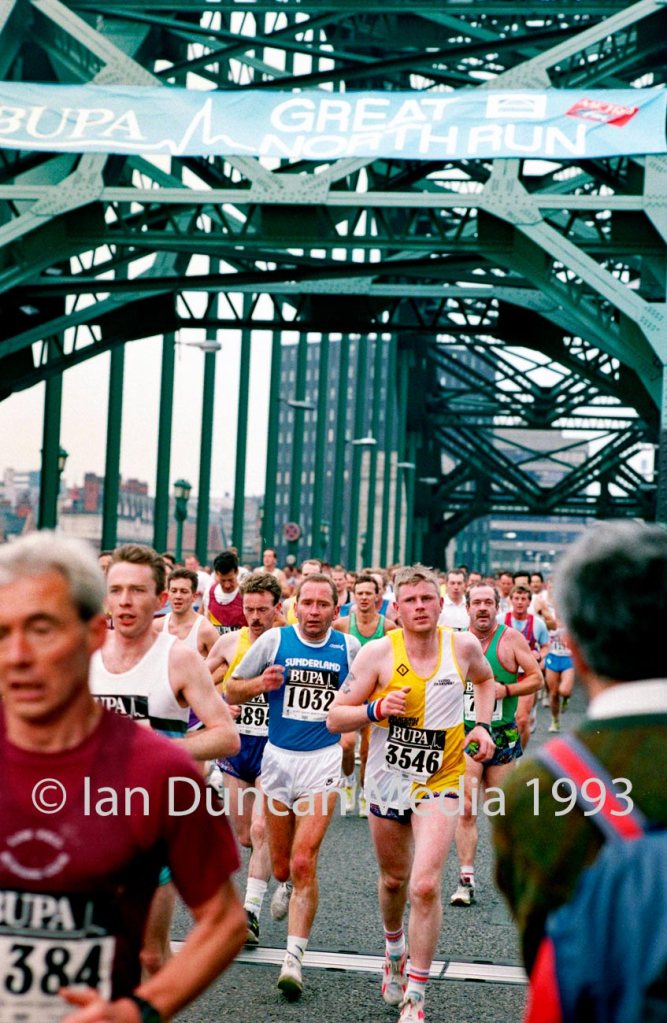 GREAT NORTH RUN... Competitors cross the River Tyne across the Tyne Bridge during the annual event...