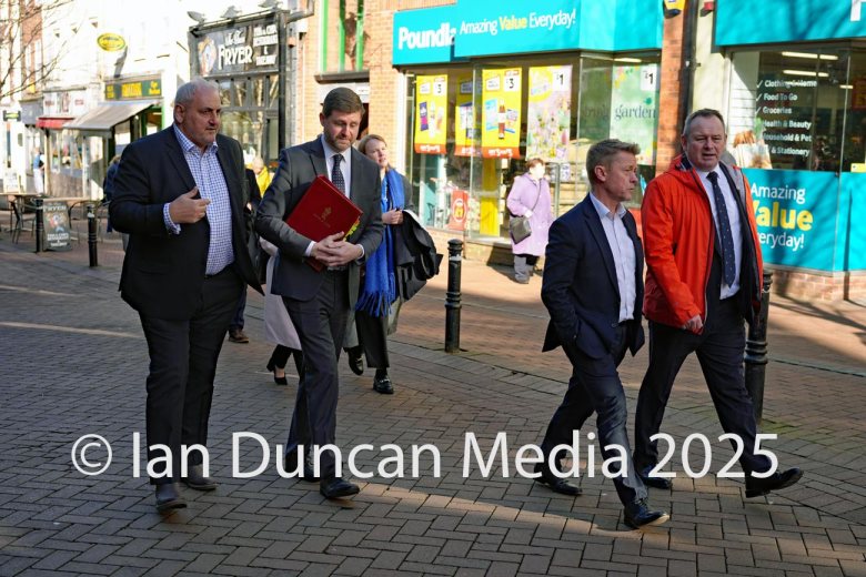 MINISTERIAL VISIT... Jim McMahon MP, the minister of state for local government and English devolution, (with red file) during a visit to Carlisle...