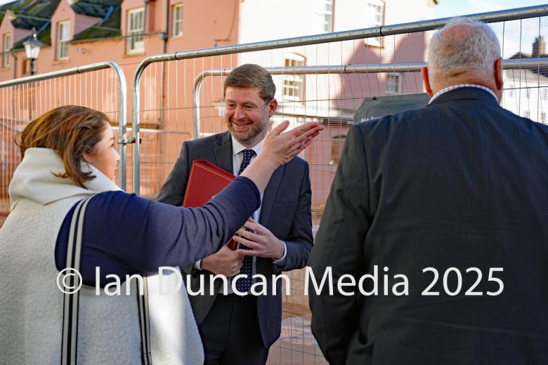 MINISTERIAL VISIT... Jim McMahon MP, the minister of state for local government and English devolution, with city MP Julie Minns (left) and Cllr Mark Fryer the leader of Cumberland Council (right) during a visit to the city...