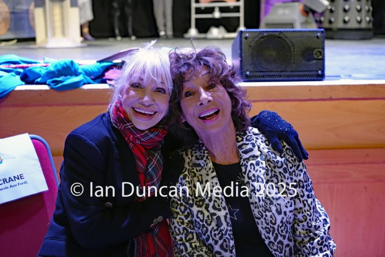 SCI-FI SCARBOROUGH… At Scarborough Spa in Scarborough in North Yorkshire… Actors Katy Manning who was Jo Grant in Doctor Who (left) and Carole Ann Ford who was Susan Foreman also in Doctor Who…