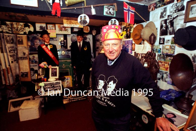 LAUREL AND HARDY MUSEUM... Owner Bill Cubin in Ulverston the town where Stan Laurel was born...