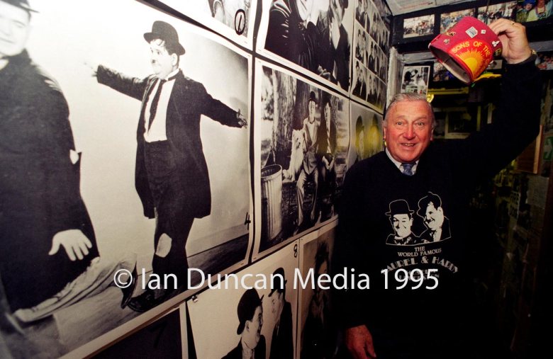 LAUREL AND HARDY MUSEUM... Owner Bill Cubin in Ulverston the town where Stan Laurel was born...