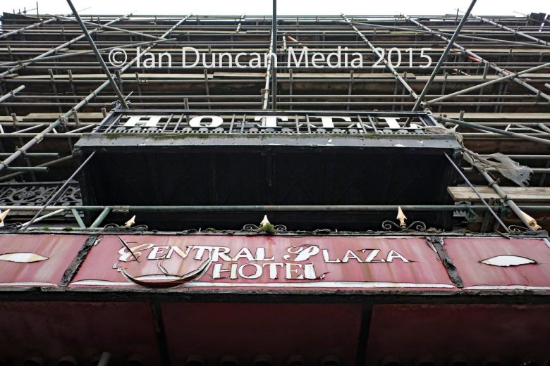 HOTEL… The former site of the crumbling Central Plaza Hotel in Carlisle… It was named as one of the most important Victorian buildings in the UK…